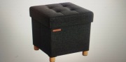 Puf rozkładany z miejscem do przechowywania czarny 38x38x40cm