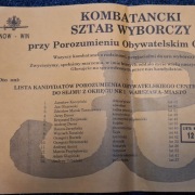 Solidarność Wybory 1991 Porozumienie Centrum Kombatancki Sztab Wyborczy