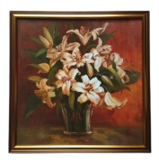 Obraz Piankowy Kwadratowy Lilie w szklanym wazonie 30x30cm