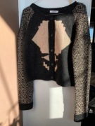 Włoski elegancki kardigan krótszy z długim rękawem elegancki wiskoza wełna 