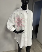 Koszula Manilla biała kwiat 3d oversize wyprzedaż