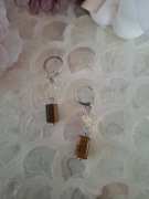 Kolczyki handmade stal nierdzewna z naturalnych kamieni cytryn tygrysie oko
