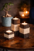 Zestaw 3 świeczników tealight rustykalnych, dekoracja, prezent