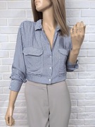 Niebieska koszula paski długi rękaw codzienna klasyczna Zara L 40