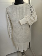 Sukienka sweterkowa koronka rękawy 