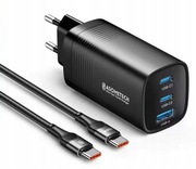 ASOMETECH Ładowarka GaN 65W 2x USB-C + 1x USB-A + KABEL 100W 1m
