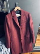 Długi płaszcz wełniany burgundowy Calvin Klein M