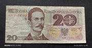 Stary banknot Polska 20 zł 1982 rok PRL 