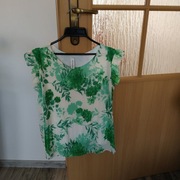 Made in Italia_ bluzka kwiaty lekko plisowana podszewka falbanki_BDB-M