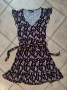 Sukienka mini CROPP czarna w kwiaty rozmiar XS 34 