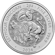 SREBRNA MONETA BESTIE TUDORÓW SEYMOUR UNICORN, 2 UNCJE