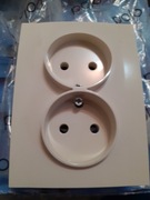 Gniazdo podwójne monoblok Hager-Polo Fiorena kremowe - nowe