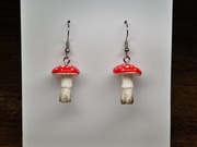 Kolczyki wiszące na biglu muchomory z modeliny fimo 