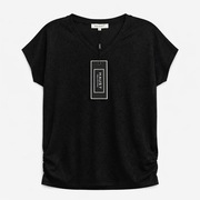 Bluzka damska HAUST L czarna połyskująca nowa z metką dekolt V