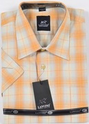 Koszula męska biała w kratkę na krótki rękaw kołnierzyk 41/42