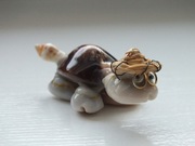 Stara figurka żółw żółwik z muszli ręcznie wykonana