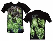 Koszulka świecąca w ciemności green skull L
