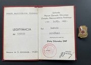 Złota Odznaka ZNP Związek Nauczycielstwa Polskiego z legitymacją PRL