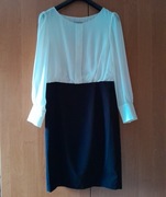 Sukienka damska elegancka, kremowo-czarna. L/40