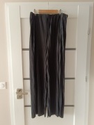 Czarne długie prążkowane eleganckie spodnie szerokie nogawki 48 4XL