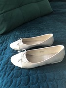 Baleriny ażurowe, 37, skórzana wkładka, ecru, 