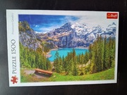 Puzzle Trefl 1500 Jezioro Oeschinen, Alpy, Szwajcaria. Stan idealny