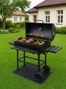 Grill Węglowy BLACK XL – Beczka z Półkami, Termometrem i Matą