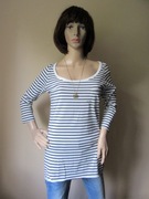 MAISON SCOTCH bluzka marine biała w granatowe paski naszyjnik NOWA _ S