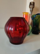 Wazon kanelowany Rudolf Rosinek ? Huta Barbara szkło PRL 