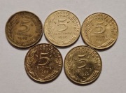 [moneta] 5 Centimes Francja 1966–1992 Marianne Zestaw 5 monet