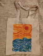 Eko torba ręcznie malowana torba materiałowa na zakupy shopper bag sun
