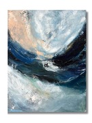 Obraz na płótnie ręcznie malowany abstrakcja niebieski szary 100 x 80