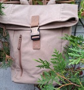 J. Jones Pojemny  plecak trekkingowy khaki -canvas ze skórą 