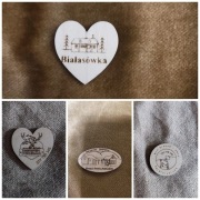 Scrapki drewno serce logo 4cm 30szt.