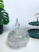 Kryształ Bomboniera z pokrywą. Piękna, stylowa /16 cm śr, 21 cm wys