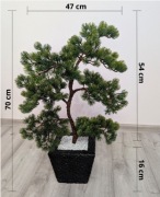 Sztuczne drzewko w stylu bonsai - gałązki iglaste - Dekoracja zielona 70 cm