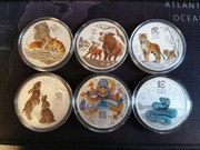 Srebrne Monety komplet Lunar III kolor 2020 - 2025 - 6 monet 1oz
