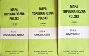 Mapy topograficzne Polski 1:50000 Giżycko, Mikołajki, Ruciane-Nida z 1991 r