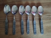 Norweskie łyżeczki deserowe cynowe zdobione HARDANGER SYLVPLETT 