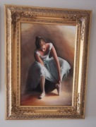 DUŻY OBRAZ OLEJNY W ZŁOTEJ STYLOWEJ RAMIE 90x120