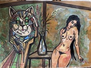 Josef Dubiel von Lerach „Akt z kotem”, olej