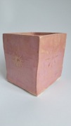 Ręcznie robiona różowa doniczka kwadratowa | ceramika handmade | szkliwiona
