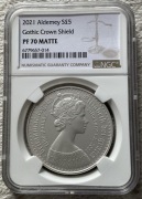 NGC PF70 2021 Alderney, matowa gotycka Victoria Shield Crown, W. Brytania
