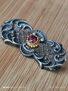Srebrna broszka - srebro 925 + granat - vintage 