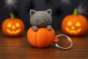 Brelok 3D Kot w Dyni Uroczy gadżet Halloween Wydruk 3D Ręcznie wykonany