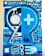 "Autoportret lockdownowy" obraz akrylowy niebieski