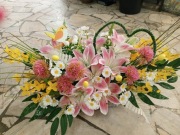 Stroik na grób okrągła wiązanka cmentarz kwiaty sztuczne kompozycja