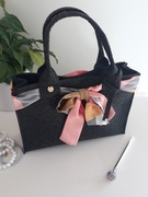 Filcowa torebka, czarna, szara