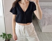 Vero moda czarny wełniany kardigan krótki sweter 30% angora 10% wełna L