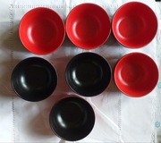 Miski czarno-czerwone 7 sztuk